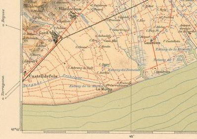 Mapa del litoral del Baix Llobregat realizado por la Mancomunitat de Catalunya (1923)
